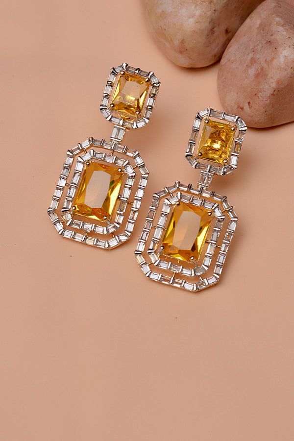 Anzay Jewellery - Party Wear Yellow Earrings