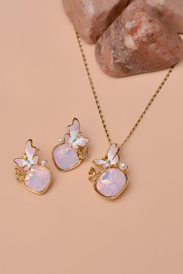 Anzay Jewellery - Party Wear Pink Locket Set