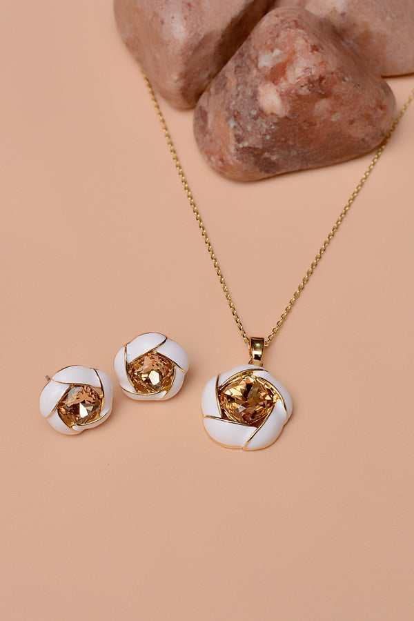 Anzay Jewellery - Party Wear Champagne Locket Set