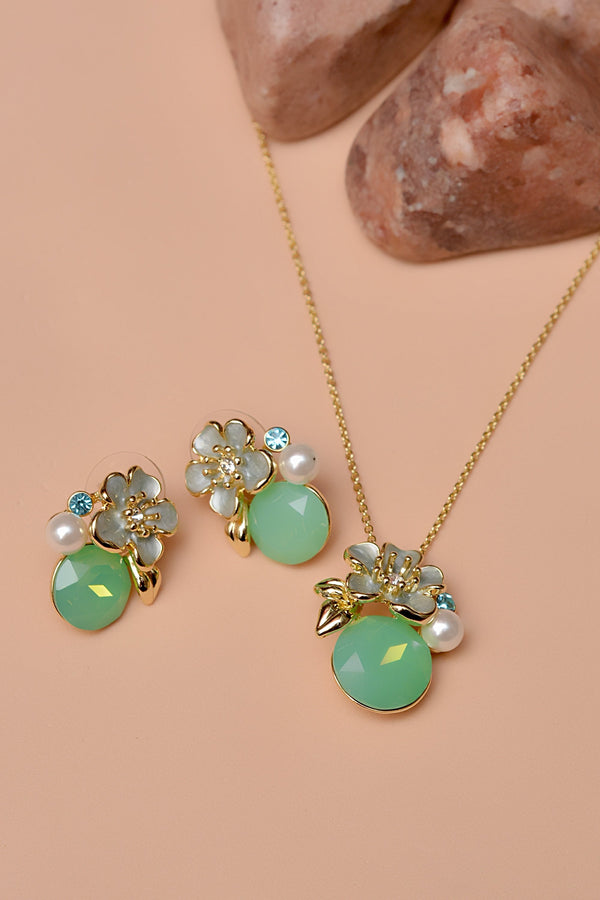 Anzay Jewellery - Party Wear Green Locket Set
