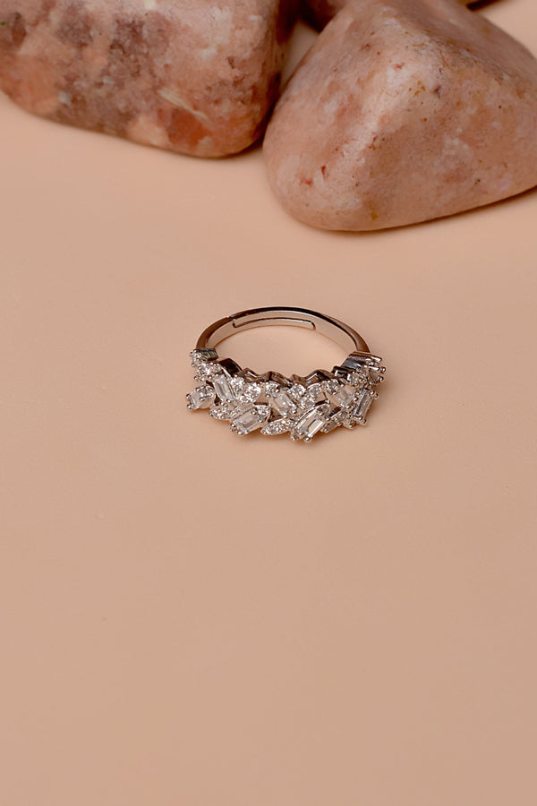 Anzay Jewellery - Size 0 Party Wear Silver Ring