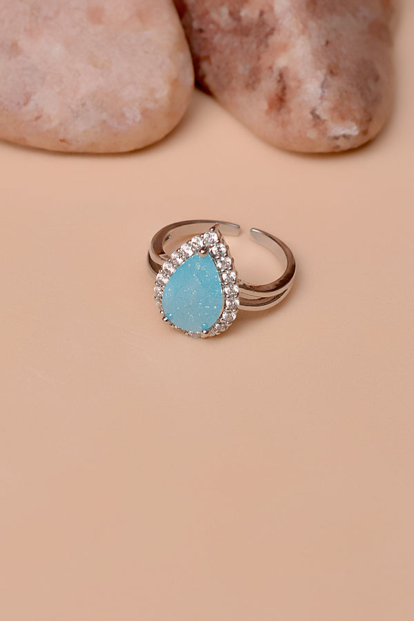 Anzay Jewellery - Size 0 Party Wear Blue Ring
