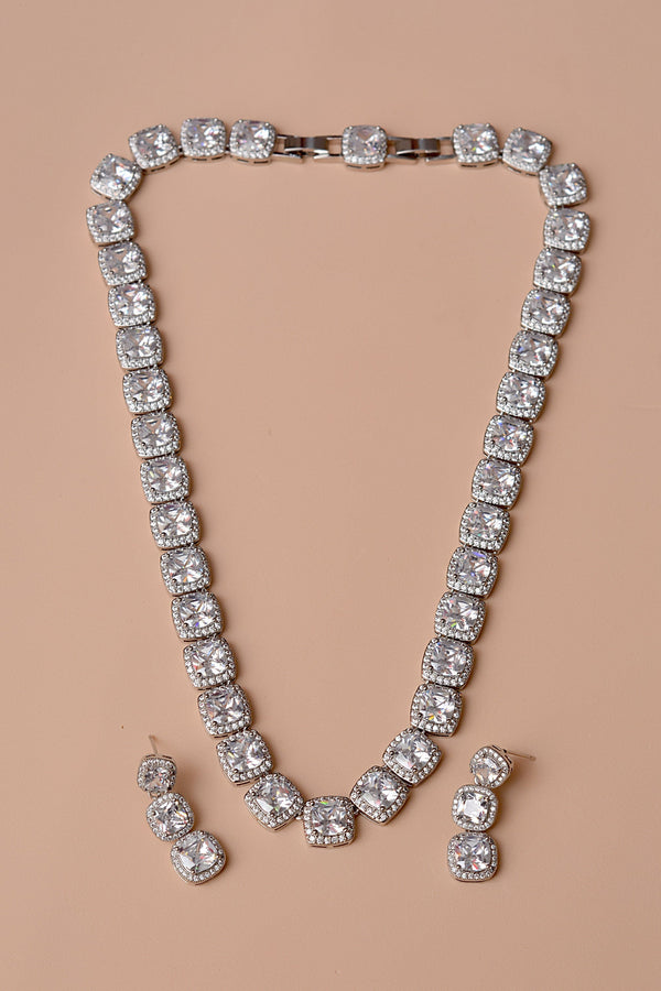 Anzay Jewellery - Party Wear Silver Party Set