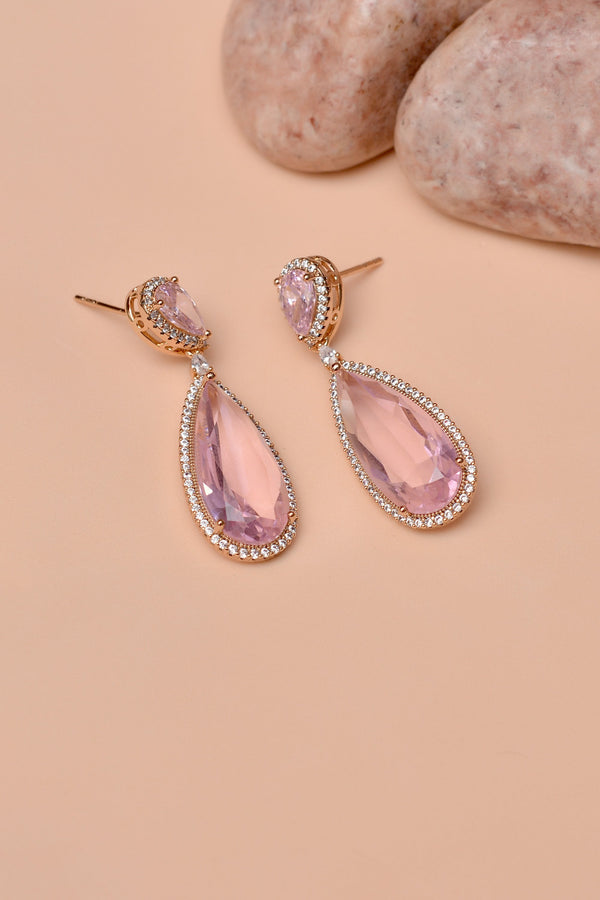Anzay Jewellery - Party Wear Pink Earrings
