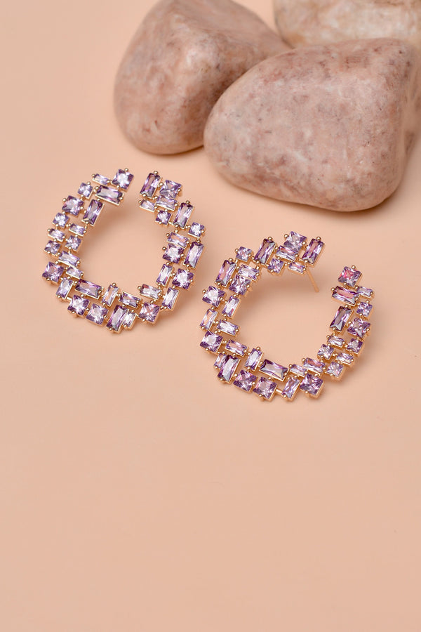 Anzay Jewellery - Party Wear Purple Earrings