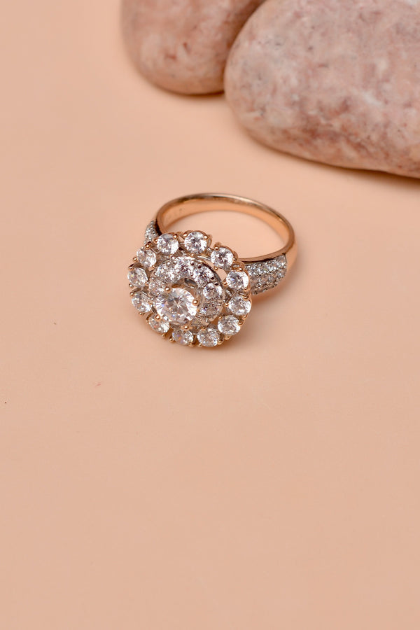 Anzay Jewellery - Size 7 Party Wear Golden Ring