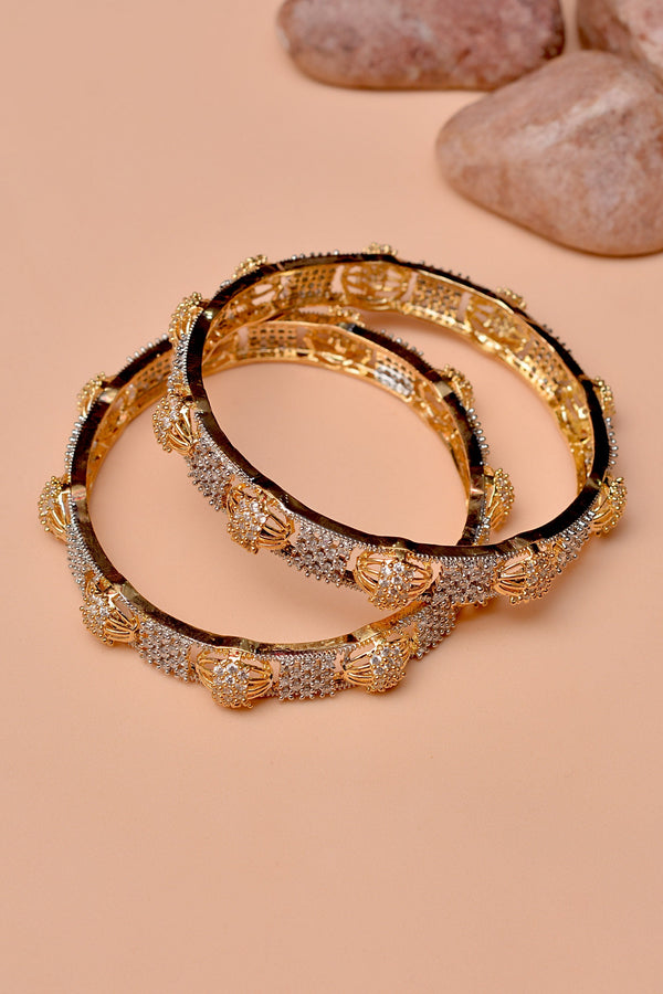 Anzay Jewellery - Size 2-6 Party Wear Golden Bangles