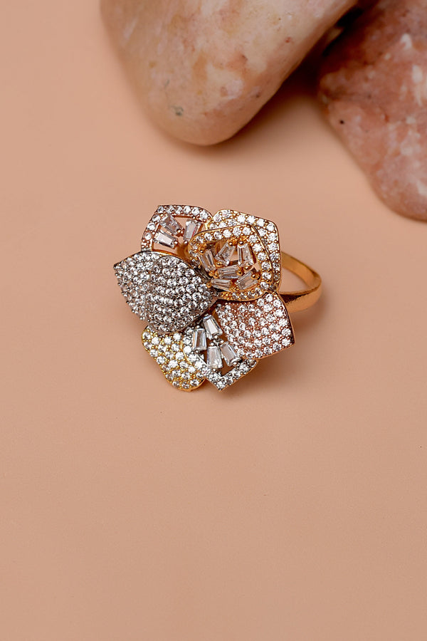 Anzay Jewellery - Size 9 Party Wear Dual Tone Ring