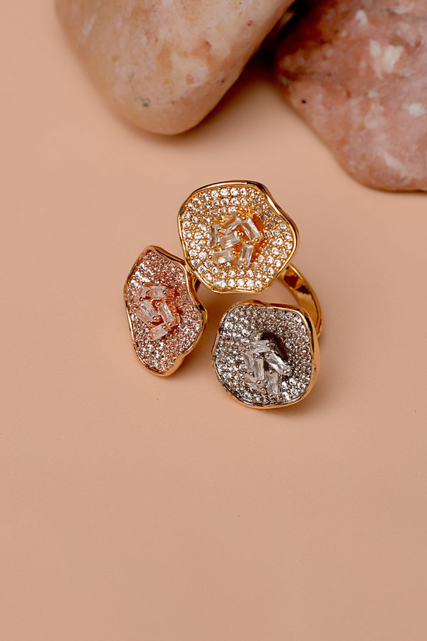 Anzay Jewellery - Size 9 Party Wear Dual Tone Ring