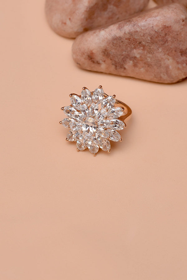 Anzay Jewellery - Size 8 Party Wear Dual Tone Ring