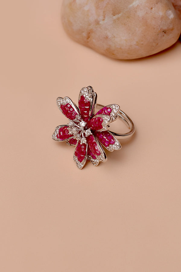 Anzay Jewellery - Size 0 Party Wear Red Ring