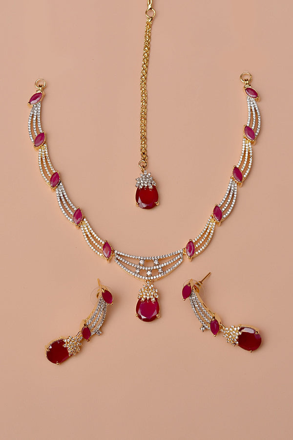 Anzay Jewellery - Party Wear Red Party Set