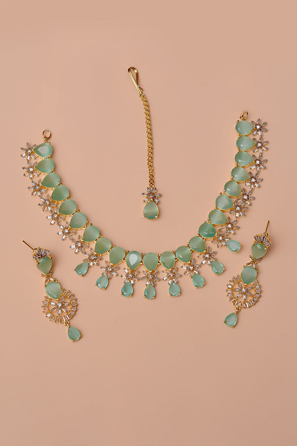 Anzay Jewellery - Party Wear Green Party Set