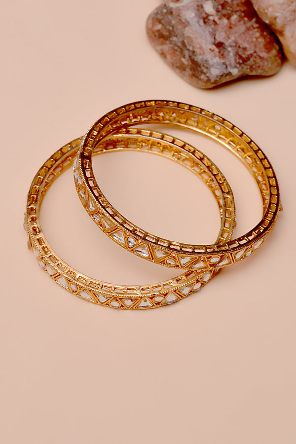 Anzay Jewellery - Size 2-6 Party Wear Golden Bangles