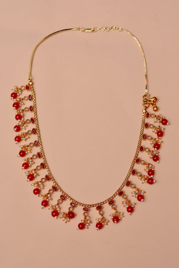 Anzay Jewellery - Party Wear Red Anklet