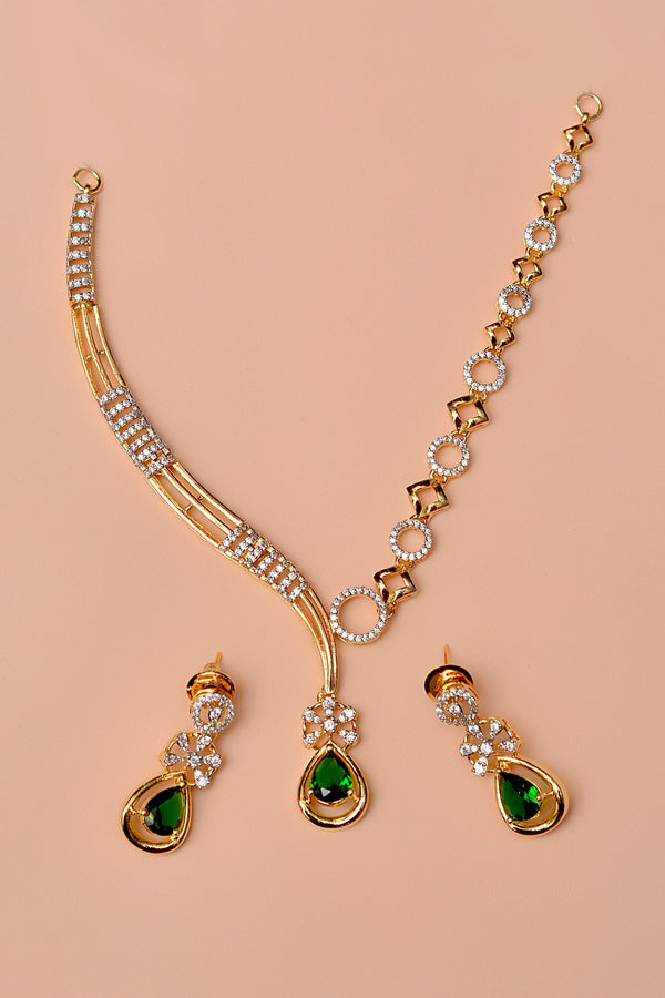 Anzay Jewellery - Party Wear Green Party Set
