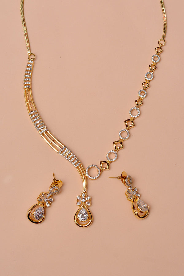 Anzay Jewellery - Party Wear Golden Party Set