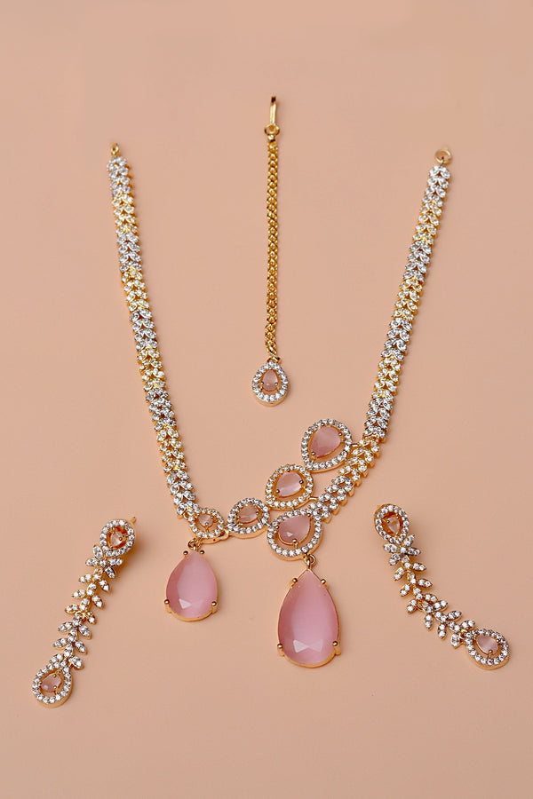 Anzay Jewellery - Party Wear Pink Party Set