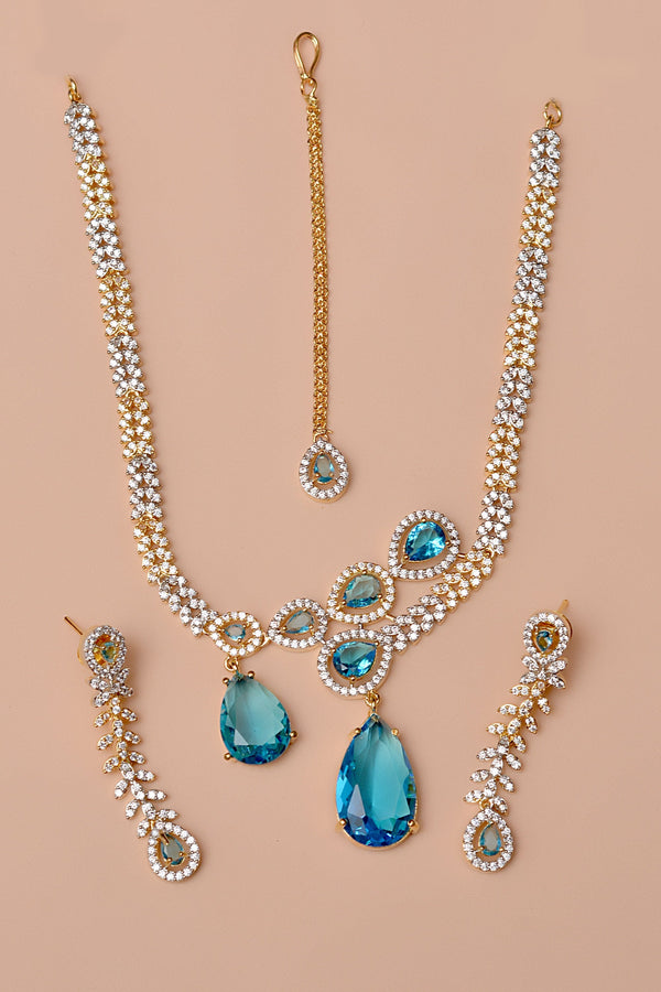 Anzay Jewellery - Party Wear Blue Party Set
