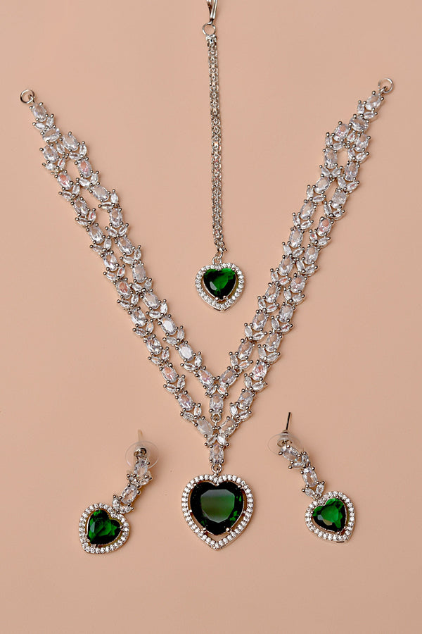 Anzay Jewellery - Party Wear Green Party Set