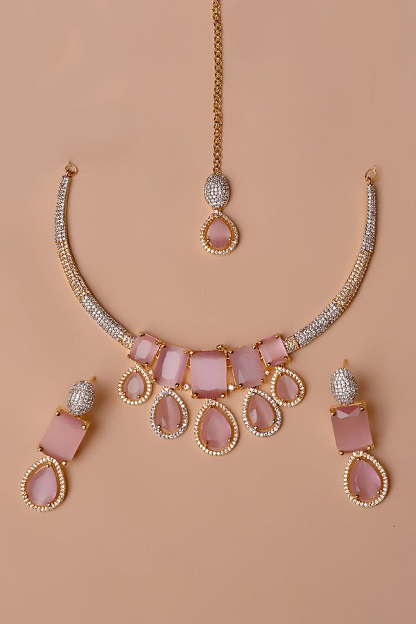 Anzay Jewellery - Party Wear Pink Party Set