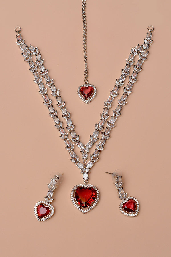 Anzay Jewellery - Party Wear Red Party Set