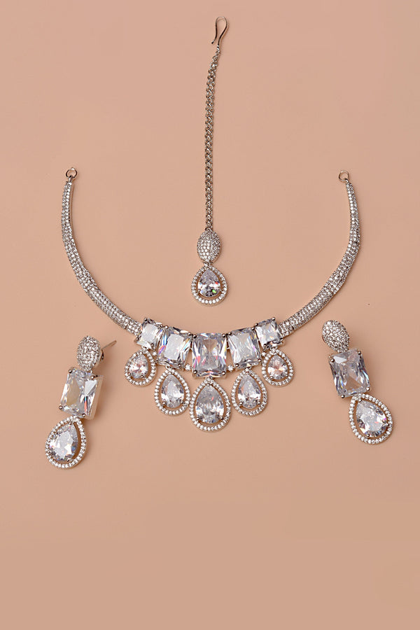 Anzay Jewellery - Party Wear Silver Party Set