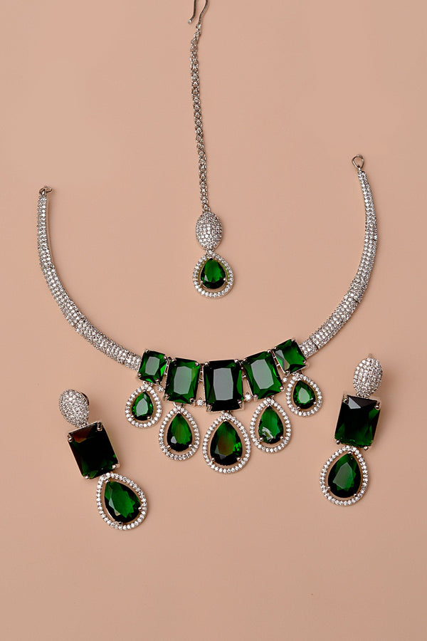 Anzay Jewellery - Party Wear Green Party Set