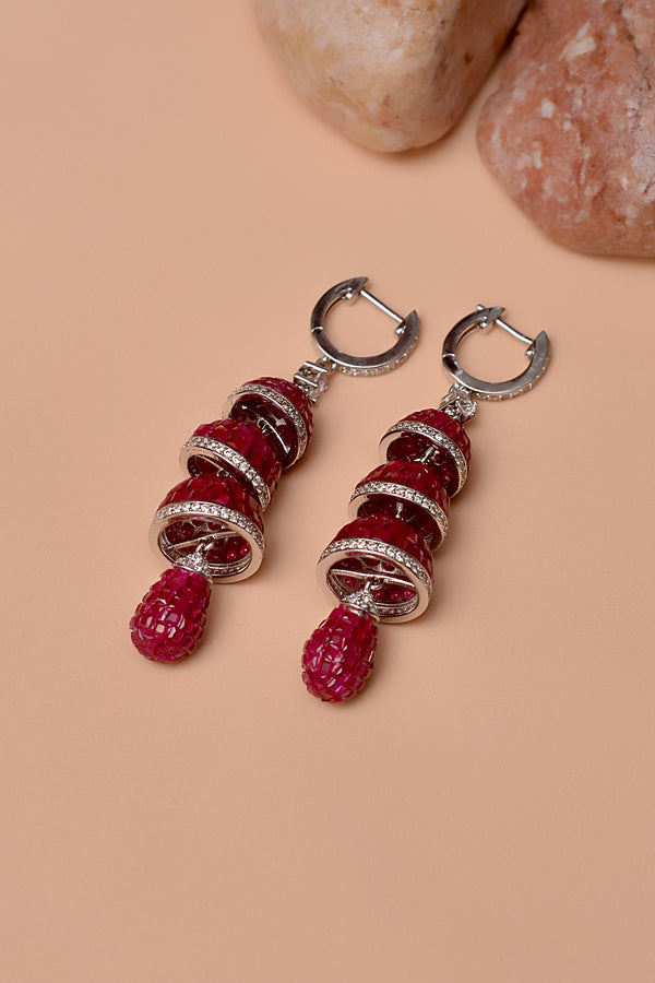 Anzay Jewellery - Party Wear Red Earrings