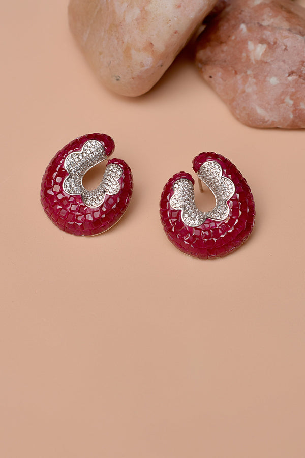 Anzay Jewellery - Party Wear Red Earrings