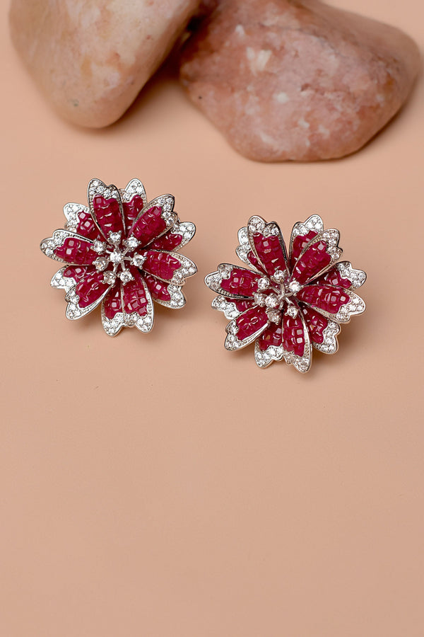 Anzay Jewellery - Party Wear Red Earrings