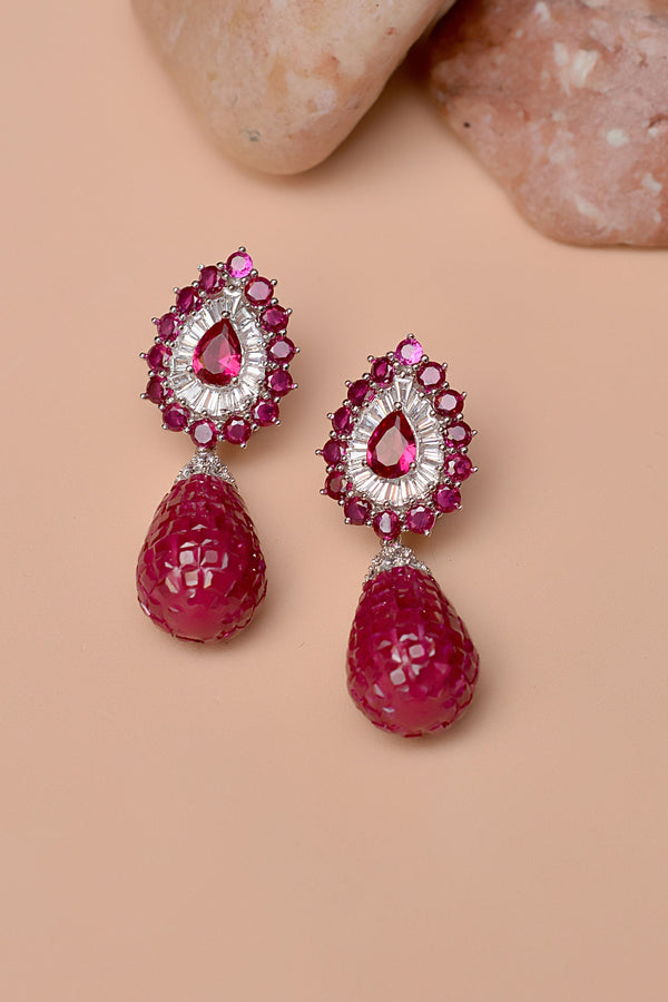 Anzay Jewellery - Party Wear Red Earrings
