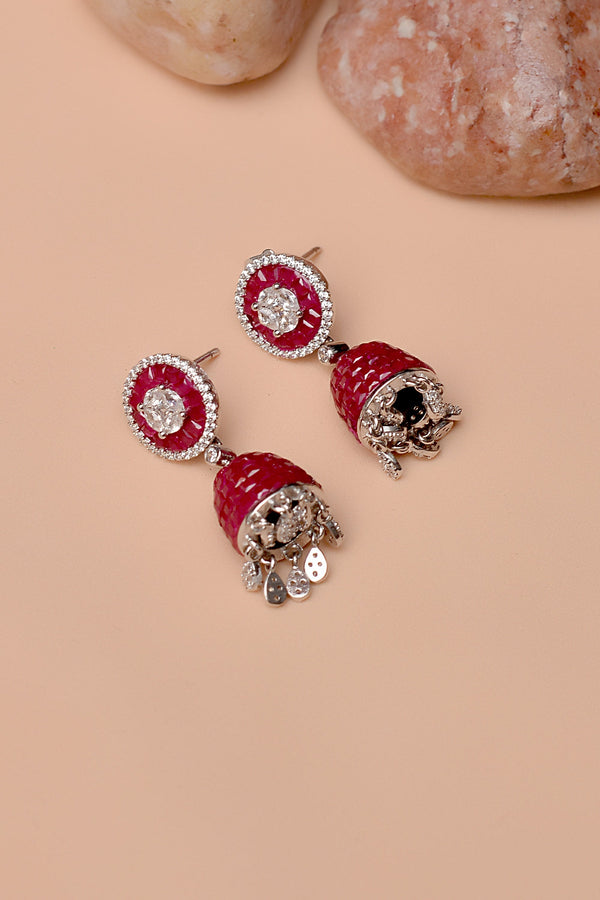 Anzay Jewellery - Party Wear Red Earrings