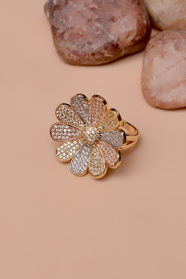 Anzay Jewellery - Size 8 Party Wear Dual Tone Ring
