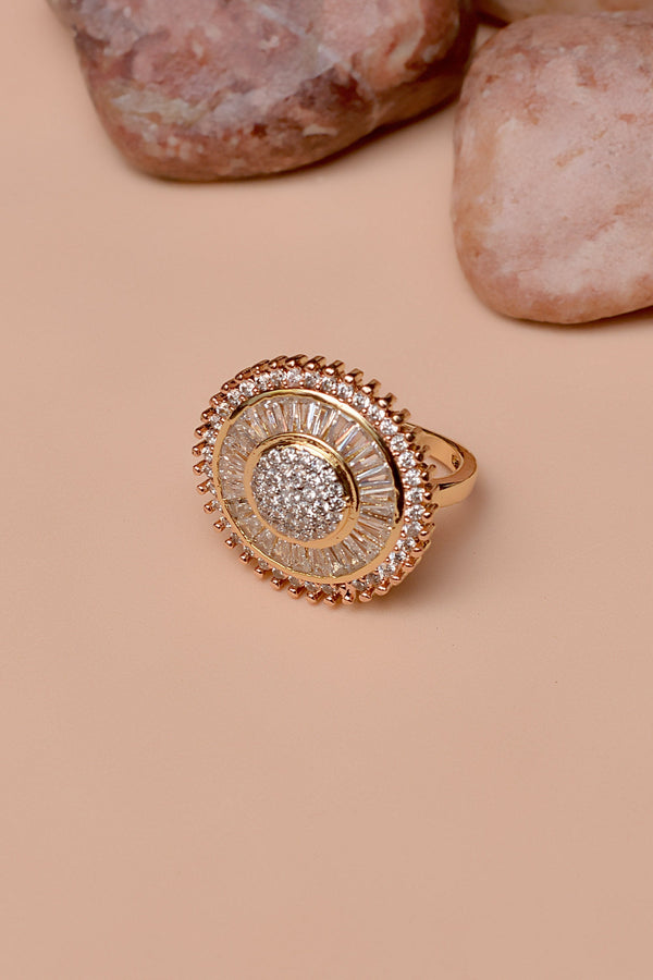 Anzay Jewellery - Size 7 Party Wear Dual Tone Ring