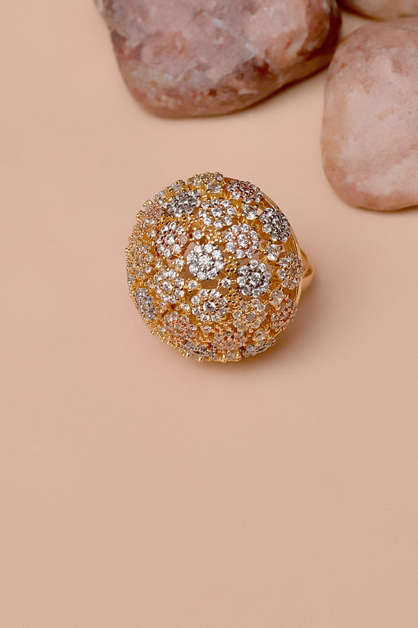 Anzay Jewellery - Size 7 Party Wear Dual Tone Ring