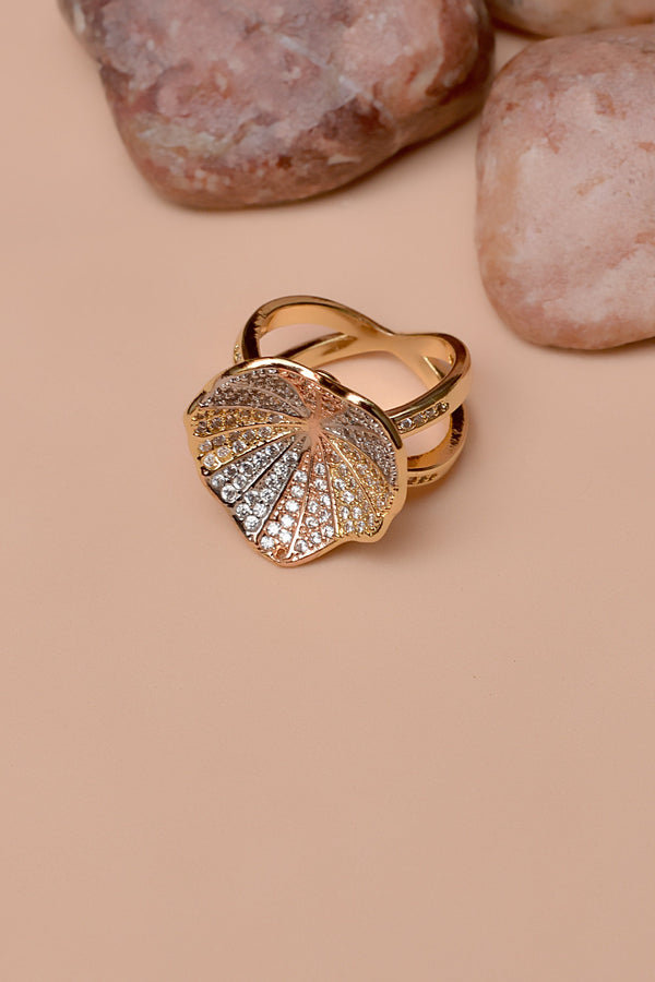 Anzay Jewellery - Size 8 Party Wear Dual Tone Ring