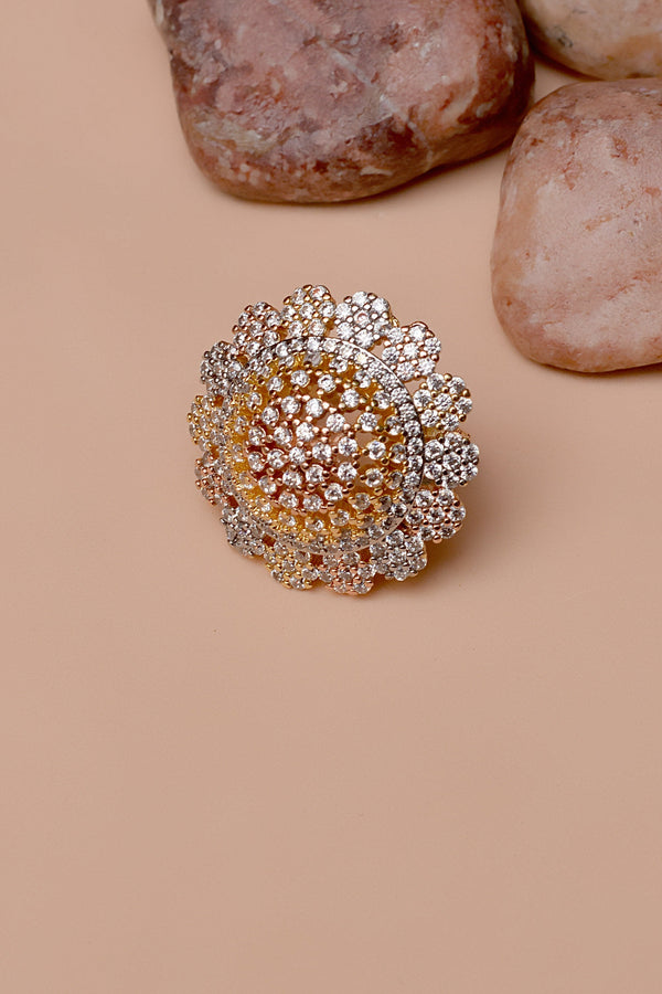 Anzay Jewellery - Size 7 Party Wear Dual Tone Ring