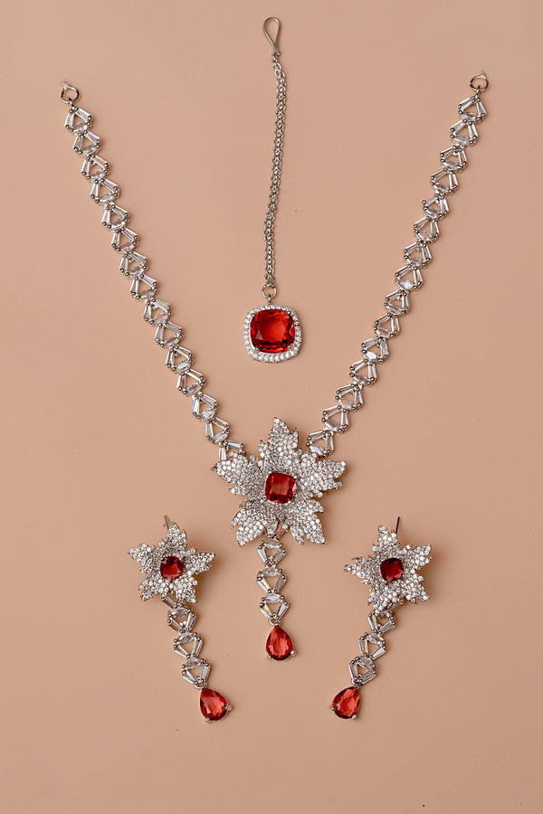 Anzay Jewellery - Party Wear Red Party Set