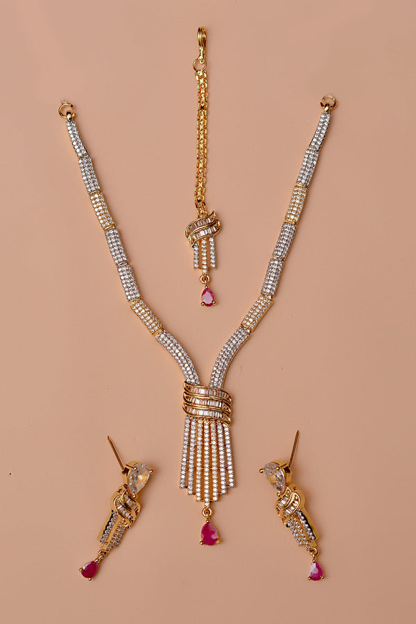 Anzay Jewellery - Party Wear Red Party Set