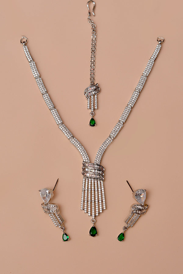 Anzay Jewellery - Party Wear Green Party Set