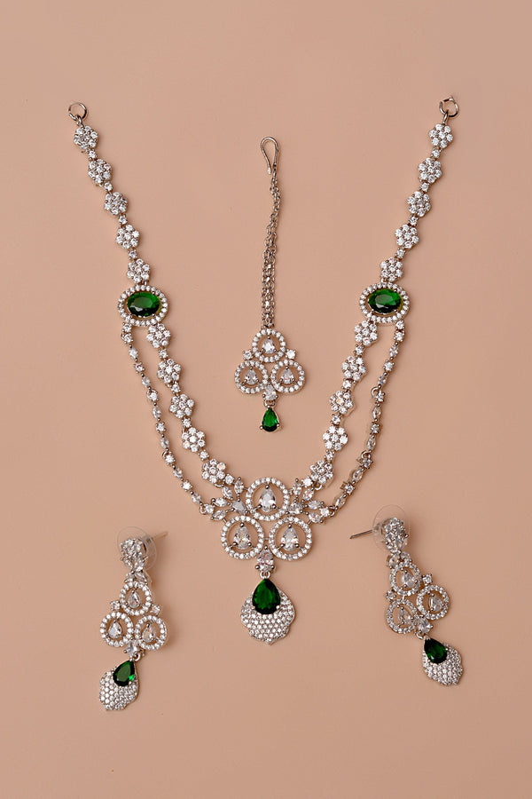 Anzay Jewellery - Party Wear Green Party Set