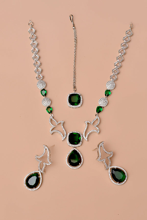 Anzay Jewellery - Party Wear Green Party Set