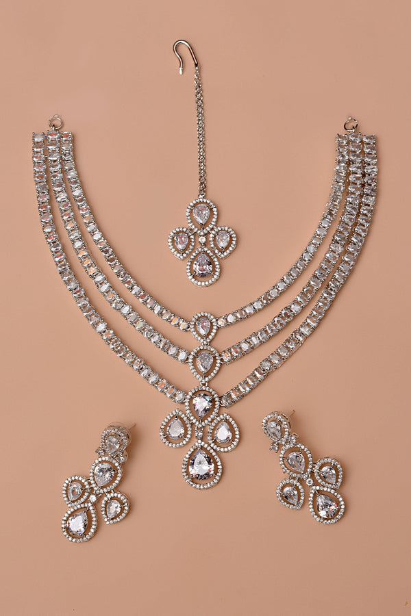 Anzay Jewellery - Party Wear Silver Party Set