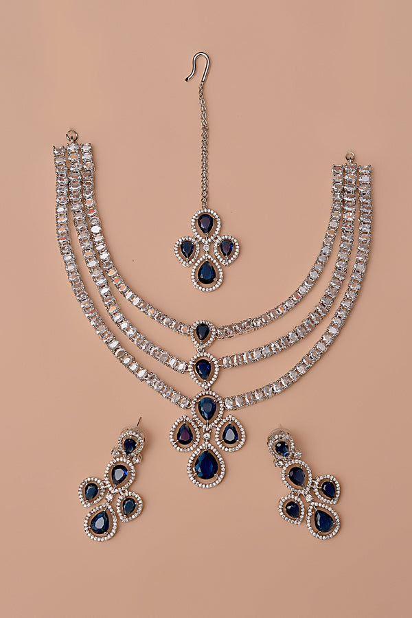 Anzay Jewellery - Party Wear Blue Party Set