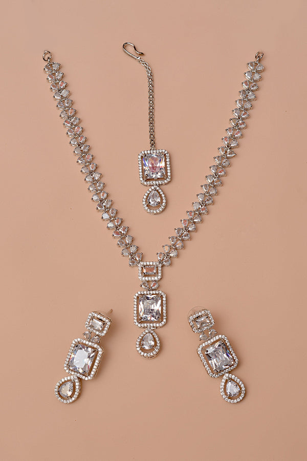 Anzay Jewellery - Party Wear Silver Party Set