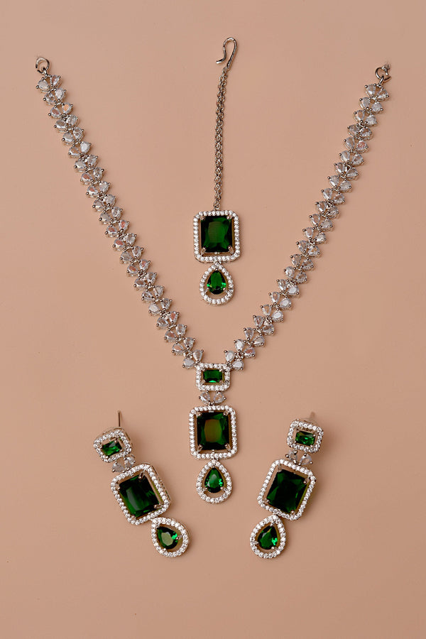 Anzay Jewellery - Party Wear Green Party Set