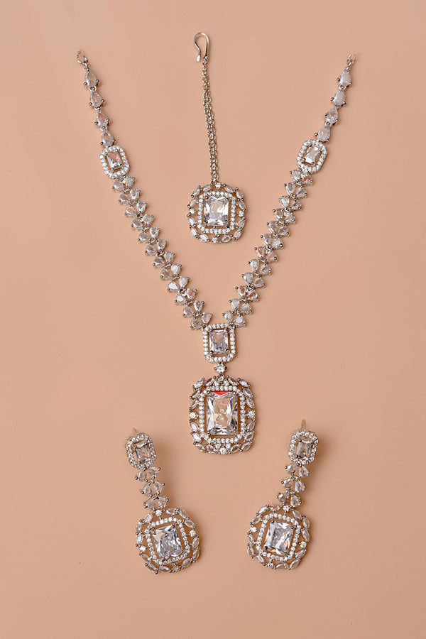 Anzay Jewellery - Party Wear Silver Party Set