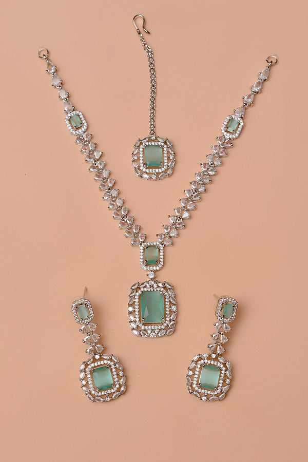 Anzay Jewellery - Party Wear Green Party Set
