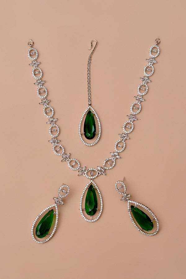 Anzay Jewellery - Party Wear Green Party Set